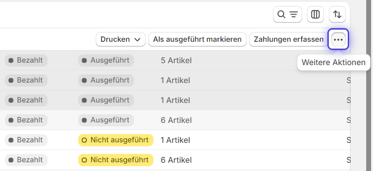 Weitere Aktionen öffnen
